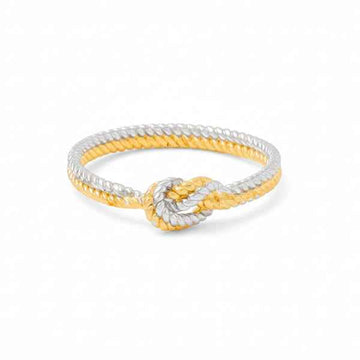 Gold and Silver Knot Ring - Shimmering Two Tone Twisted Band Promise Ring