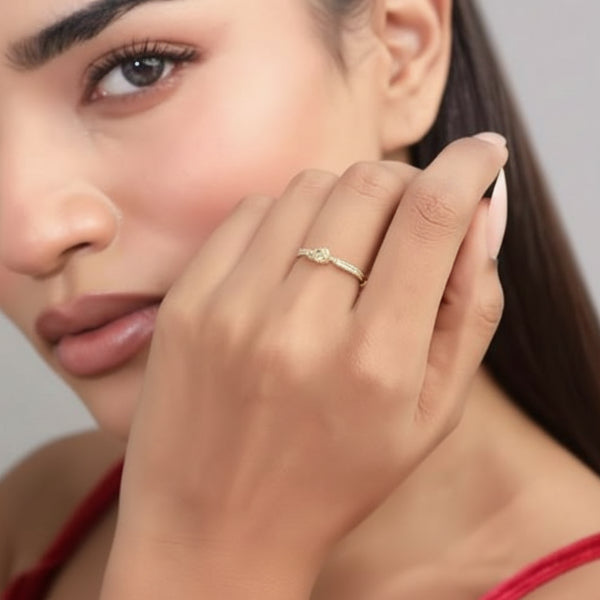 Gold and Silver Knot Ring - Shimmering Two Tone Twisted Band Promise Ring