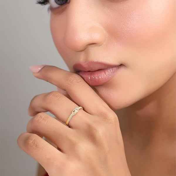 Gold and Silver Knot Ring - Shimmering Two Tone Twisted Band Promise Ring