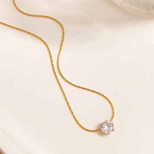Gold Solitaire Diamond Pendant Necklace | Dainty & Timeless Sparkle