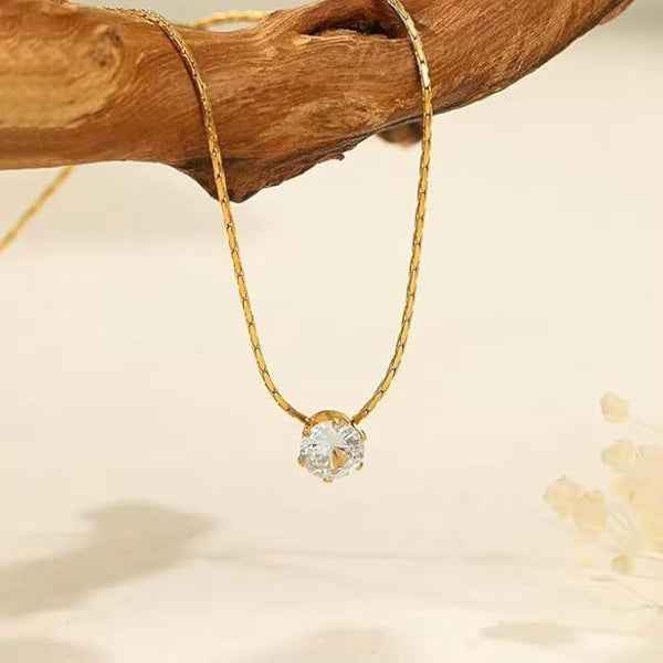 Gold Solitaire Diamond Pendant Necklace | Dainty & Timeless Sparkle