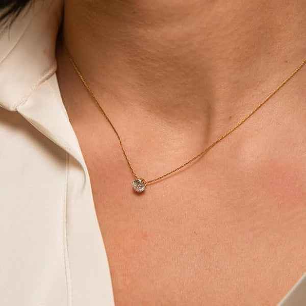 Gold Solitaire Diamond Pendant Necklace | Dainty & Timeless Sparkle