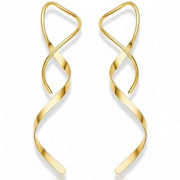 Gold Spiral Drop Dangle Earrings | Modern Long Statement