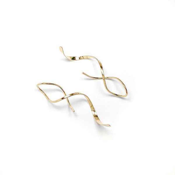 Gold Spiral Drop Dangle Earrings | Modern Long Statement
