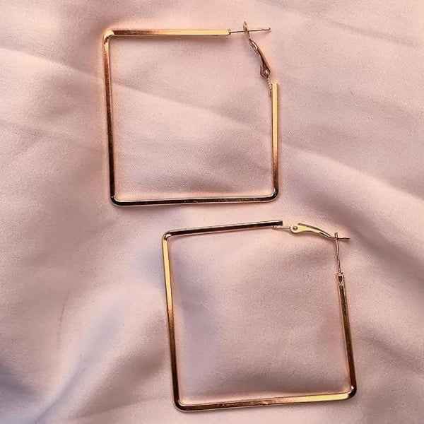 Bold Gold Square Hoop Earrings | Modern Geometric Dangle