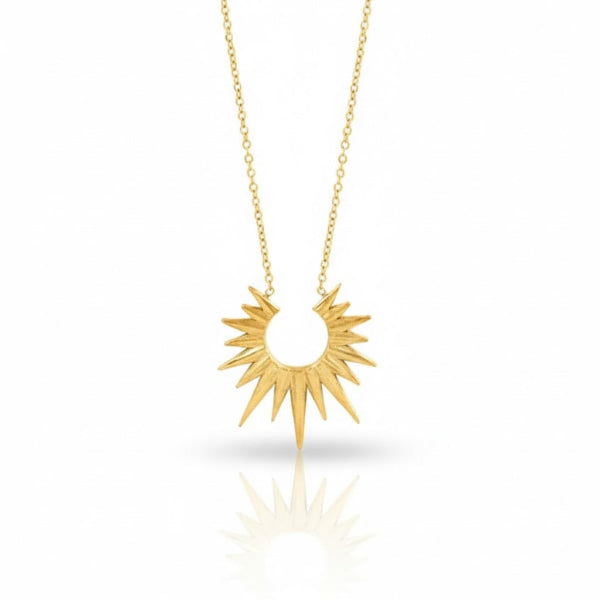Gold Plated Starburst Necklace: Radiant Celestial Pendant Sunburst Jewelry