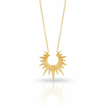 Gold Plated Starburst Necklace: Radiant Celestial Pendant Sunburst Jewelry