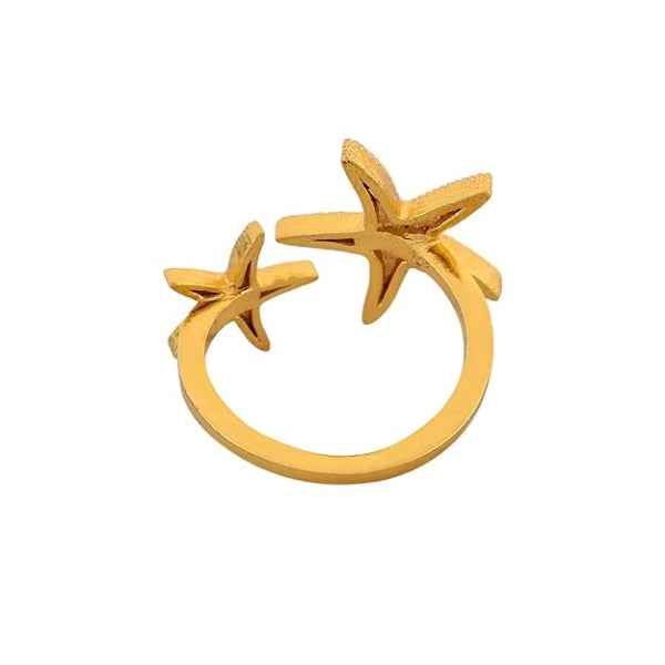Gold Starfish Ring - Shimmering Nautical Adjustable Beach Band Ring