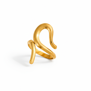 Gold Swirl Ring: Adjustable Wave Band for Chic Statement Jewelry