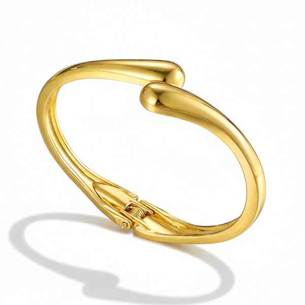 Gold Teardrop Bangle - Luxury Hinged Cuff & Polished Minimalist Jewelry