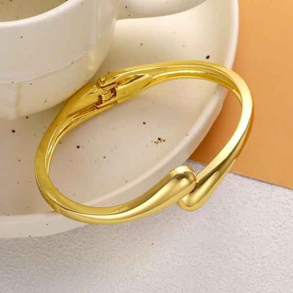 Gold Teardrop Bangle - Luxury Hinged Cuff & Polished Minimalist Jewelry