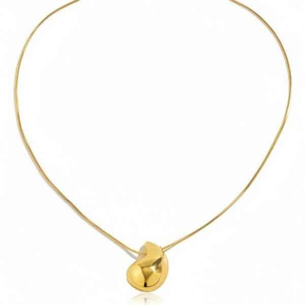 Chic Gold Teardrop Pendant Necklace | Timeless Liquid Metal Look