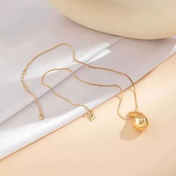 Chic Gold Teardrop Pendant Necklace | Timeless Liquid Metal Look