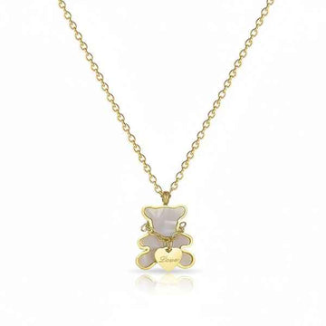 Gold Teddy Necklace - White Shell Bear Heart Pendant Jewelry for Women