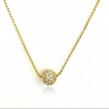 Sparkling Gold Tone Pave Ball Pendant | Dainty Necklace for Layering