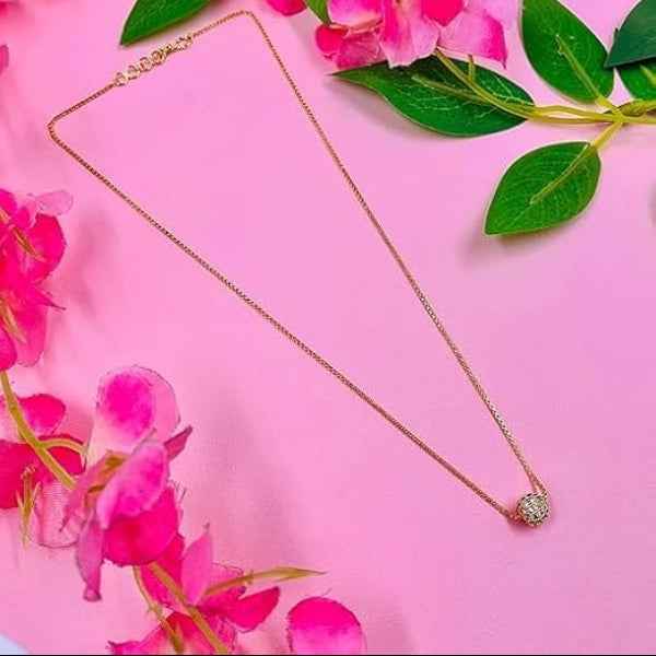 Sparkling Gold Tone Pave Ball Pendant | Dainty Necklace for Layering