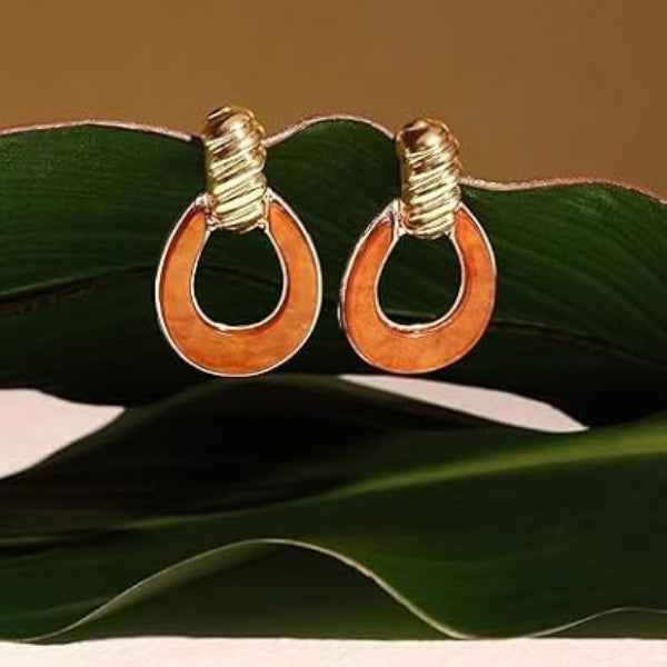 Gold-Tone Tortoiseshell Drop Earrings | Classic Stud Dangle Style