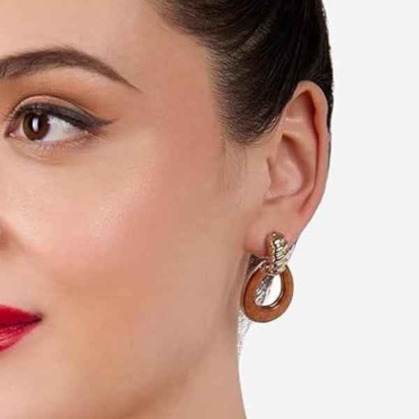Gold-Tone Tortoiseshell Drop Earrings | Classic Stud Dangle Style
