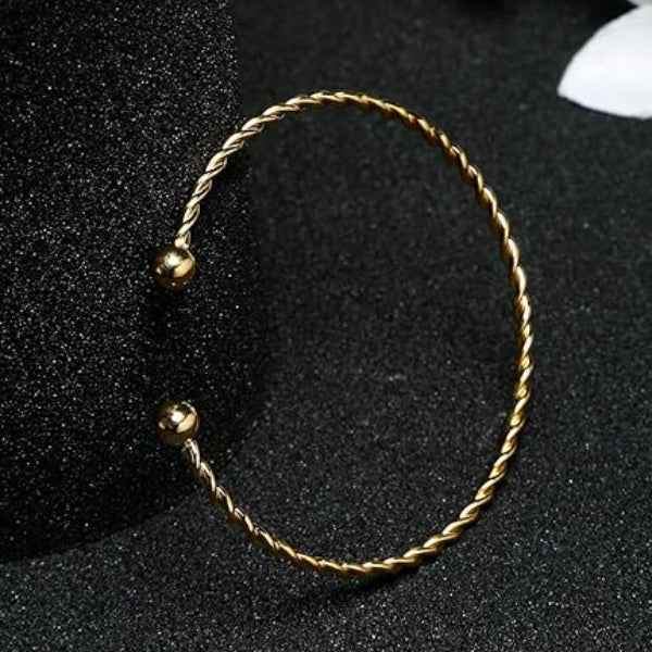 Gold Twisted Cuff - Elite Stackable Bangle & Minimalist Jewelry