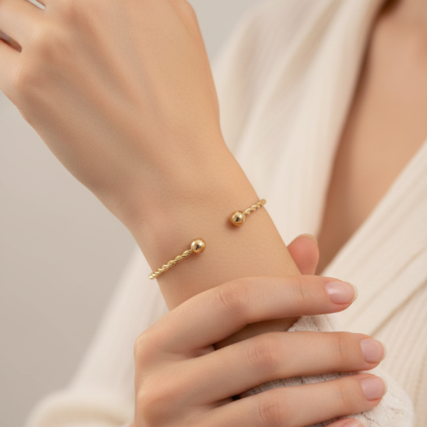 Gold Twisted Cuff - Elite Stackable Bangle & Minimalist Jewelry