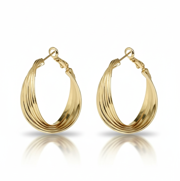 Gold Twisted Hoop Earrings: 14K Plated Layered Statement Jewelry