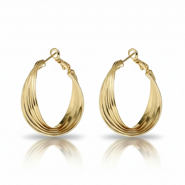 Gold Twisted Hoop Earrings: 14K Plated Layered Statement Jewelry