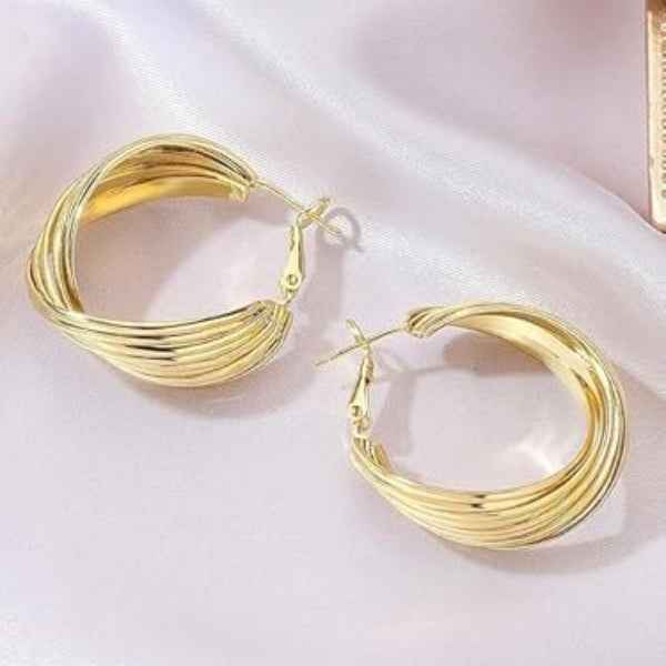 Gold Twisted Hoop Earrings: 14K Plated Layered Statement Jewelry