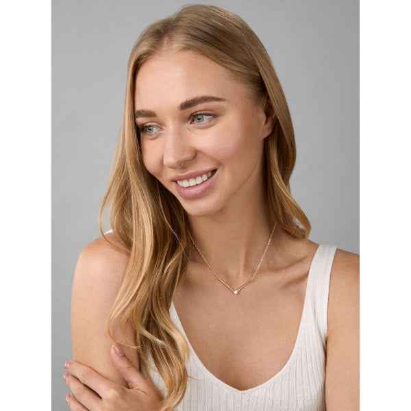 Dainty Gold V-Bar Necklace with Diamond Accent - Minimalist Jewelry