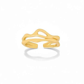 Gold Wavy Ring - Shimmering Organic Wrap Stylish Statement Band Ring