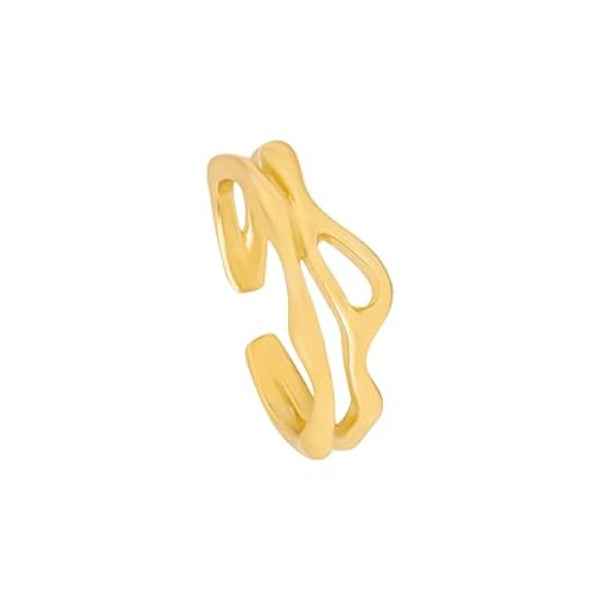 Gold Wavy Ring - Shimmering Organic Wrap Stylish Statement Band Ring