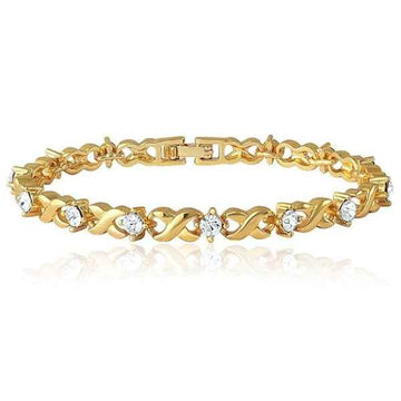 Refined Gold X Link Crystal Bracelet | Chic Tennis Style Jewelry