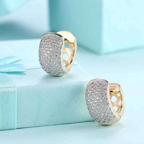 Gold Plated Crystal Huggie Earrings | Stylish Daily Wear Jewelry