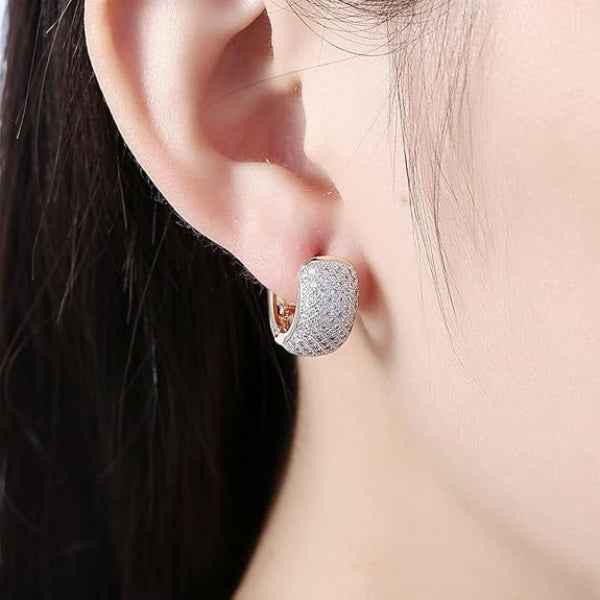 Gold Plated Crystal Huggie Earrings | Stylish Daily Wear Jewelry
