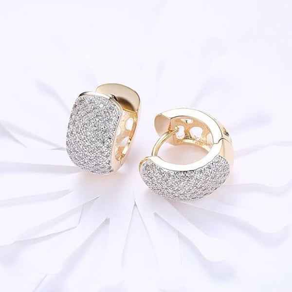 Gold Plated Crystal Huggie Earrings | Stylish Daily Wear Jewelry
