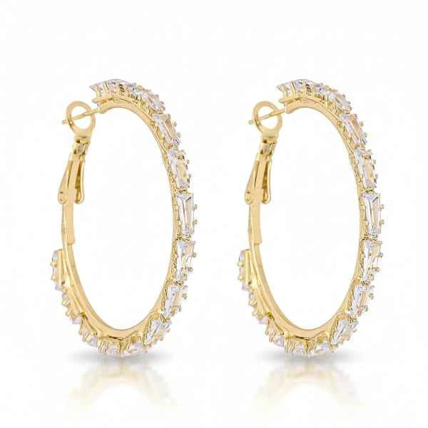 14k Gold Plated Hoop Earrings | Geometric Stylish Design for Women