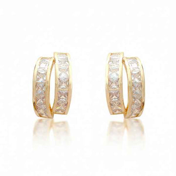 14k Gold Plated Double Huggie Earrings | Crystal Party Wear Jewelry