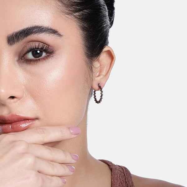 Gothic Black Plated Twisted Hoop Earrings | Bold Statement Jewelry