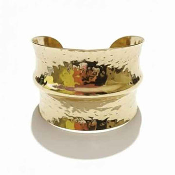 Hammered Gold Cuff: Bold Wide Textured Statement Bangle for Women