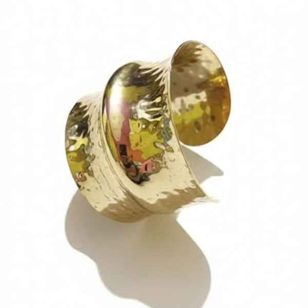 Hammered Gold Cuff: Bold Wide Textured Statement Bangle for Women