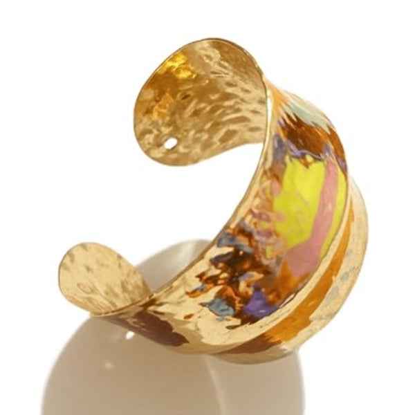 Hammered Gold Cuff: Bold Wide Textured Statement Bangle for Women