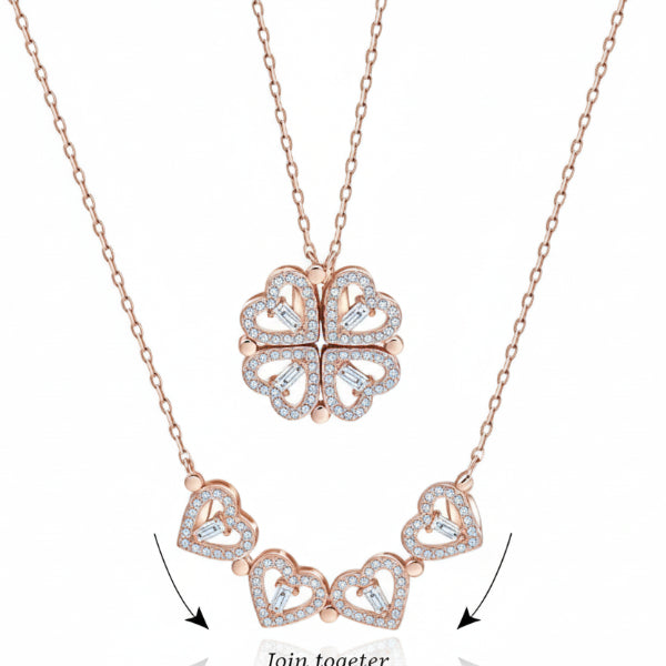 Magnetic Heart Clover Necklace | 4-in-1 Design Pendant Jewelry