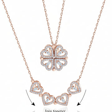 Magnetic Heart Clover Necklace | 4-in-1 Design Pendant Jewelry