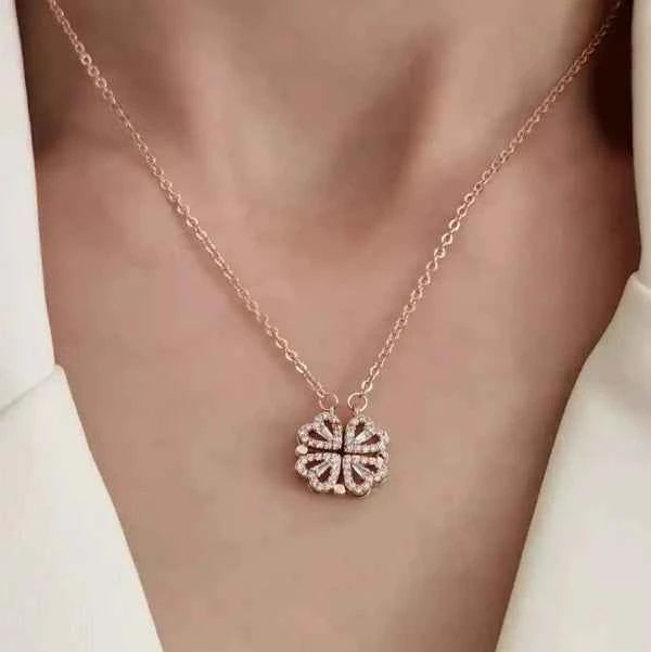 Magnetic Heart Clover Necklace | 4-in-1 Design Pendant Jewelry