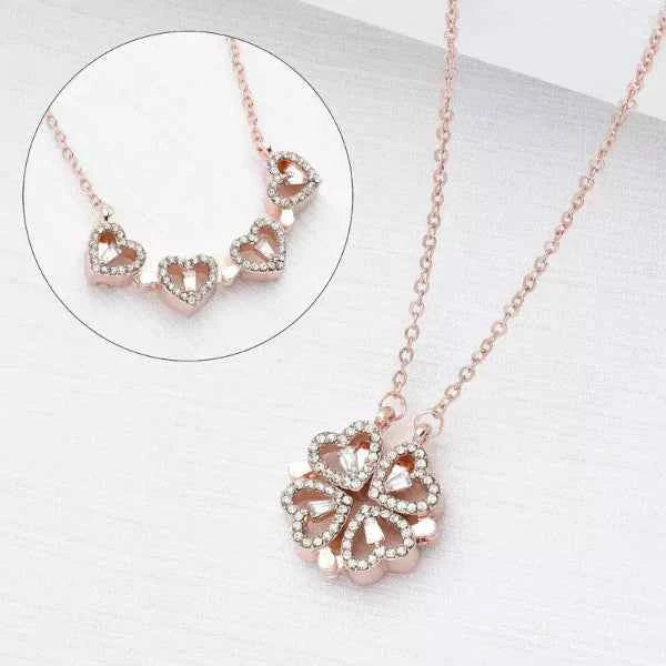 Magnetic Heart Clover Necklace | 4-in-1 Design Pendant Jewelry