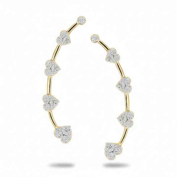 Dainty Heart Ear Climber: Gold CZ Pave Statement Jewelry