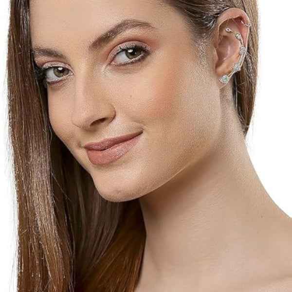 Dainty Heart Ear Climber: Gold CZ Pave Statement Jewelry