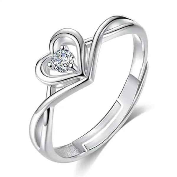 Heart Infinity Silver Ring - Sparkling Adjustable Finger Ring Gift