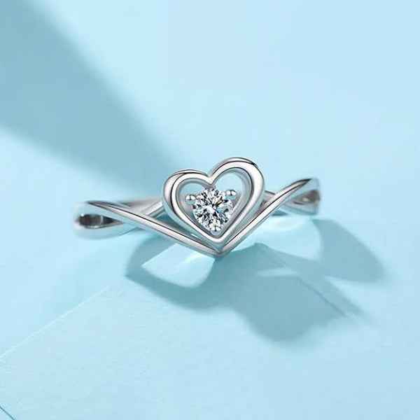 Heart Infinity Silver Ring - Sparkling Adjustable Finger Ring Gift