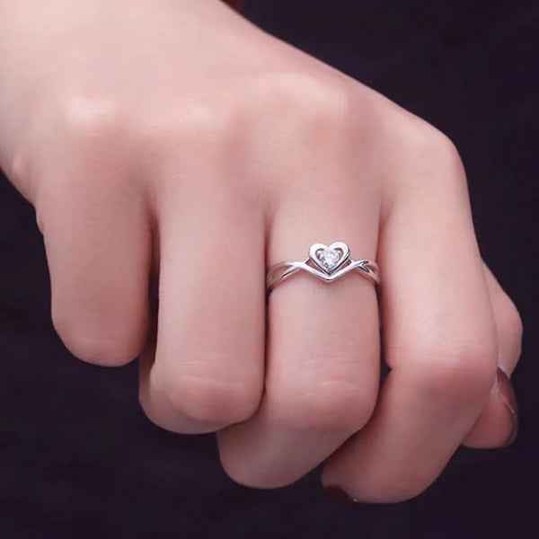 Heart Infinity Silver Ring - Sparkling Adjustable Finger Ring Gift
