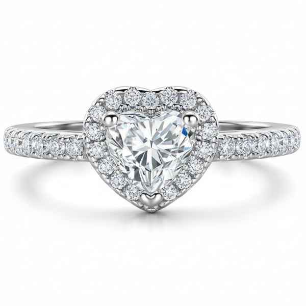 Heart Promise Ring | Sparkling Cubic Zirconia Halo Finger Ring